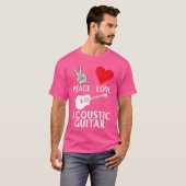 ピースラブアコースティックギター楽器アコースティックGui Tシャツ (正面フル)
