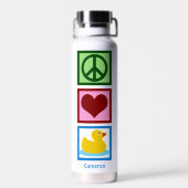 ピースラブアヒルかわいいパーソナライズされたアヒル ウォーターボトル (背面)