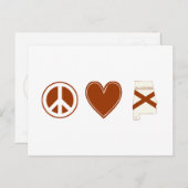 ピースラブアラバマ地図の形をした州旗赤いハート ポストカード (正面/裏面)