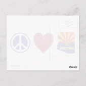 ピースラブアリゾナ地図形国旗赤いハート ポストカード (裏面)