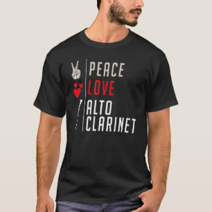 ピースラブアルトクラリネットミュージカル楽器クラリン Tシャツ