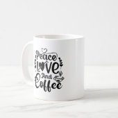 ピースラブアンドコーヒータイポグラフィマグ コーヒーマグカップ (正面左)