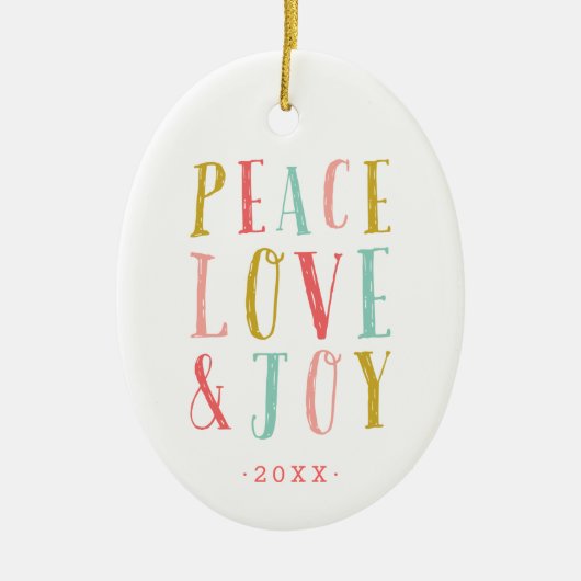 ピースラブアンドジョイホリデーフォトオーナメント セラミックオーナメント (正面)