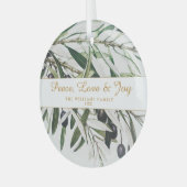ピースラブアンドジョイヴィンテージオリーブブランチ ガラスオーナメント (正面左)