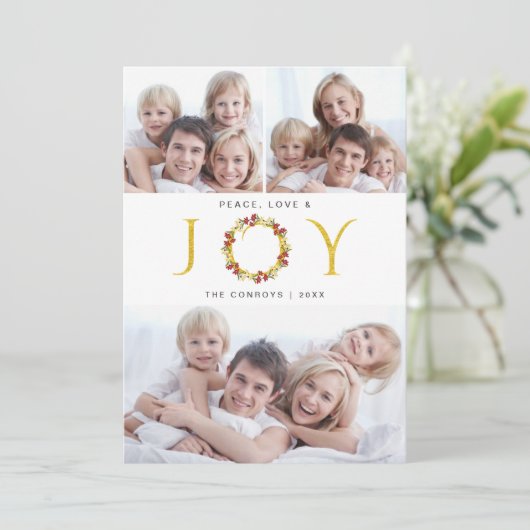 ピースラブアンドジョイ3フェイクフォイルホリデーカード シーズンカード (スタンド正面)