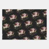 ピースラブアンドジョウィンターブーケブラックホリデー ラッピングペーパーシート (正面)