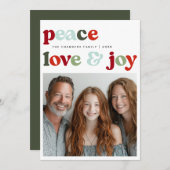 ピースラブアンドジョークリスマスホリデイデザイン シーズンカード (正面/裏面)