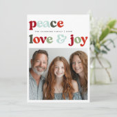 ピースラブアンドジョークリスマスホリデイデザイン シーズンカード (スタンド正面)