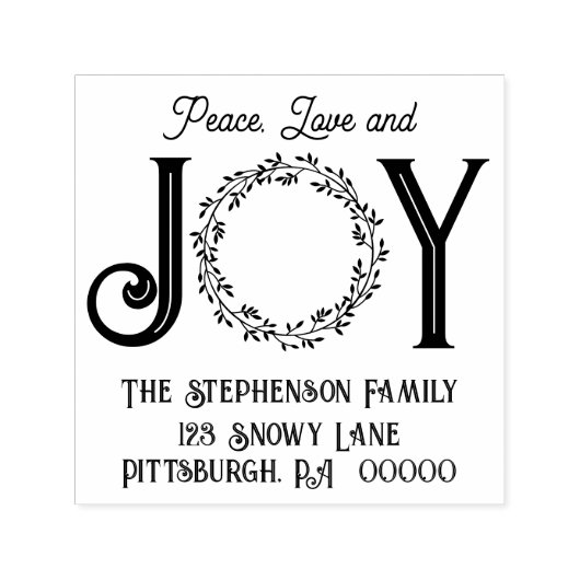 ピースラブアンドジョークリスマス差出人住所 セルフインキングスタンプ (デザイン)