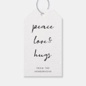 ピースラブアンドハグミニマルシンプルクリスマス ギフトタグ (正面)