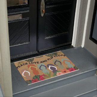 ピースラブアンドビーチサンダルズドーマットビーチハウスマット ドアマット