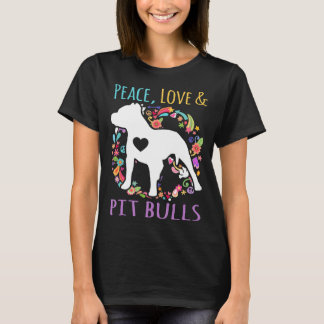 ピースラブアンドピットブルズドッグ Tシャツ