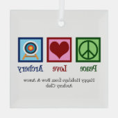 ピースラブアーチェリーカスタムクリスマス ガラスオーナメント (裏面)