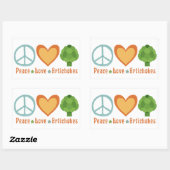 ピースラブアーティチョークビーガンベジヒッピーグルメ 長方形シール (シート)