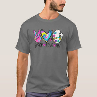 ピースラブアート絞り染めアーティストアートラバーギフトアートQ Tシャツ