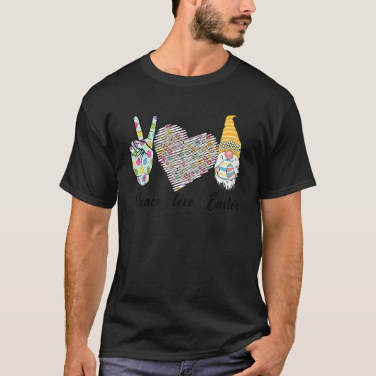 ピースラブイースターおもしろいバニー格言イースターエッグエア Tシャツ (正面)