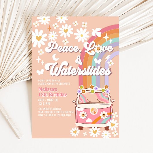 ピースラブウォータースライドウォーター溝誕生日 招待状
