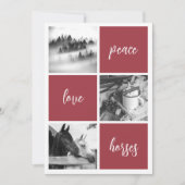 ピースラブウマ馬好きクリスマスホリデー シーズンカード (正面)