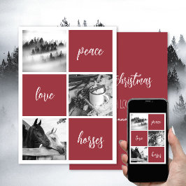 ピースラブウマ馬好きクリスマスホリデー シーズンカード