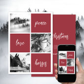 ピースラブウマ馬好きクリスマスホリデー シーズンカード