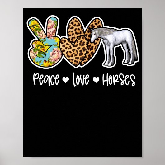 ピースラブウマ馬好きレオパードフローラ ポスター (正面)