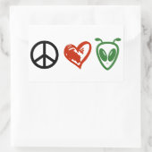 ピースラブエイリアン 長方形シール (バッグ)