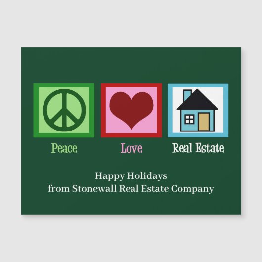 ピースラブエテ実在ートカスタムクリスマスマグネット (正面)