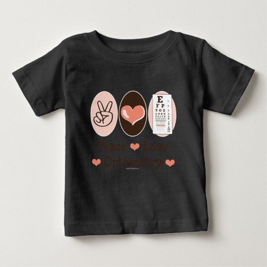 ピースラブオプトメトリー眼科医ベビーボディスーツ ベビーTシャツ (正面)