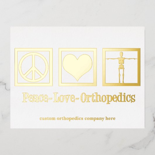 ピースラブオルソピックカスタム金ゴールド 箔シーズンポストカード (正面)