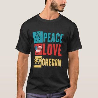 ピースラブオレゴンUSA州アメリカトラベルオレゴニ Tシャツ
