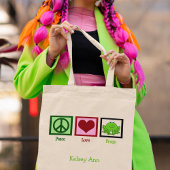 ピースラブカエル可愛いカスタムカエル恋人 トートバッグ