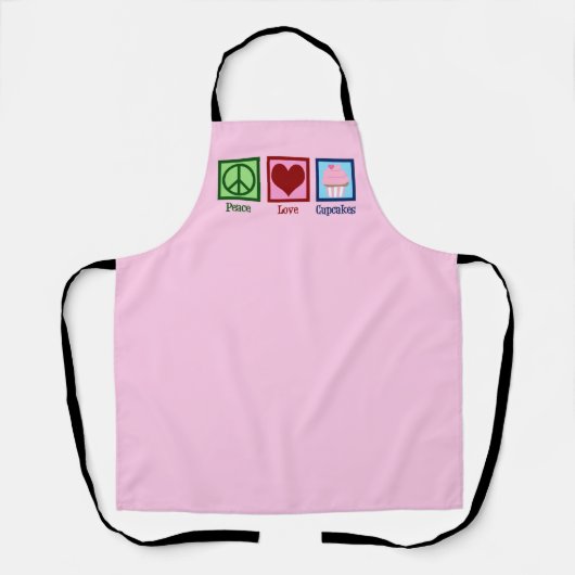 ピースラブカップケーキかわいらしピンクベイカー エプロン (正面)