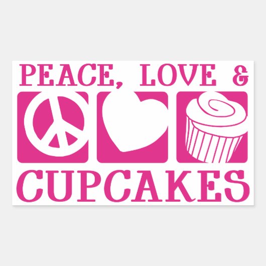 ピースラブカップケーキ 長方形シール (正面)