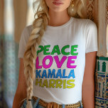ピースラブカマラハリスかわいい選挙女子 トライブレンドＴシャツ<br><div class="desc">可愛い平和の愛Kamala Harrisおもしろい、カラフル政治デザインを愛する進歩的な民主主義者のための女性のトライブレンドTシャツ。2024年の選挙でカマラ大統領に投票。明るい色自由主義ののおもしろいデザイン。</div>