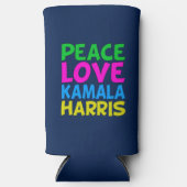 ピースラブカマラハリスキュートブルー スリム缶クーラー (正面)