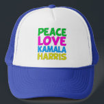 ピースラブカマラハリス キャップ<br><div class="desc">可愛い平和の愛Kamala Harrisおもしろい、カラフル政治デザインを愛する進歩的な民主主義者のための帽子。2024年の選挙でカマラ大統領に投票。明るい色自由主義ののおもしろいデザイン。</div>