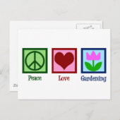 ピースラブガーデニングかわいいガーデナーチューリップフラワー ポストカード (正面/裏面)