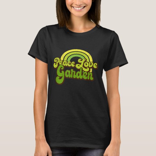 ピースラブガーデンレインボーグルービーヒッピー Tシャツ (正面)