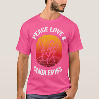 ピースラブキャンドルピンキャンドルピンボーリング Tシャツ