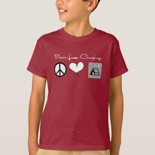 ピースラブキャンピングシャ子供へツ Tシャツ (正面)