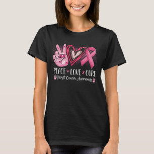ピースラブキュアブレストガンハートピンクリボン Tシャツ