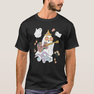 ピースラブキュート幽霊レトロGroovy Halloween For M Tシャツ