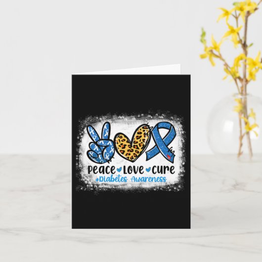 ピースラブキュールグレーブルーリボン糖尿病待ち受け カード (黄色い花)