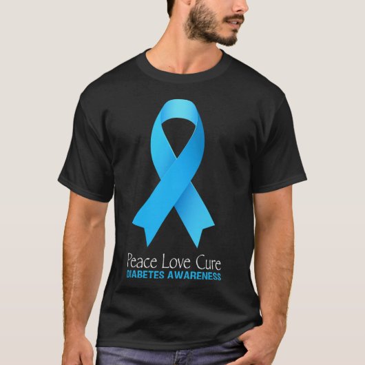 ピースラブキュールタイプ1糖尿病認識度T1dダイアブ Tシャツ (正面)