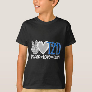 ピースラブキュールタイプ2糖尿病認識度T2dブルー Tシャツ