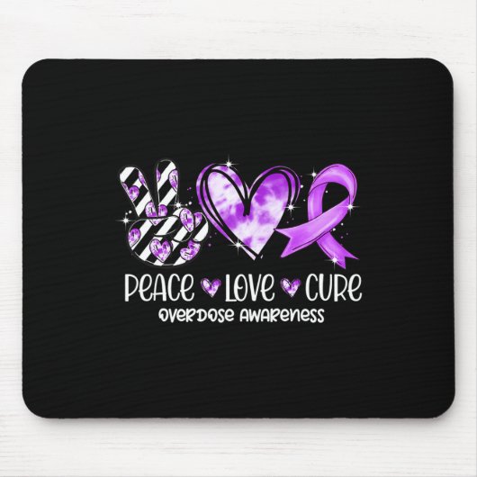 ピースラブキュールパープルリボンオーバードーズ認識度 マウスパッド (正面)