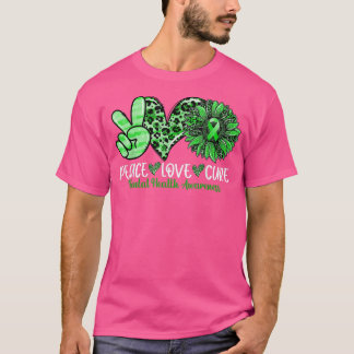 ピースラブキュールヒマワリLeopardメンタルヘルスAw Tシャツ