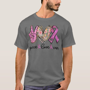 ピースラブキュールピンクリボン乳がん待ち合わせ Tシャツ