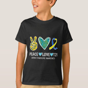 ピースラブキュールブルー&イエローリボンダウンシンドロー Tシャツ