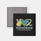 ピースラブキュールブルー&イエローリボンダウン症候群 マグネット (正面/裏面)